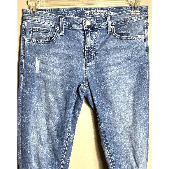 Gap Girlfriend Jeans Floral Print Distressed Skinny Womens Coquette Grunge 2/26 - Picture 2 of 9